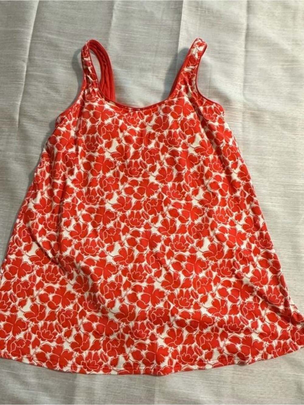 Lands End Orange Floral One-Piece Swim Dress - Size Small 6-8